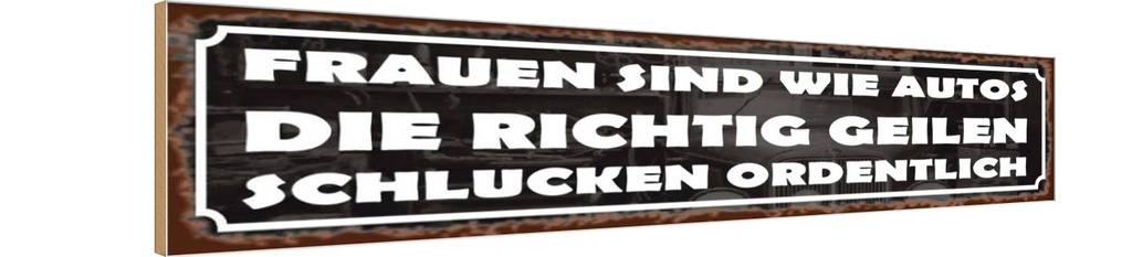 Holzschild 10x46 cm Frauen sind wie Autos Männer