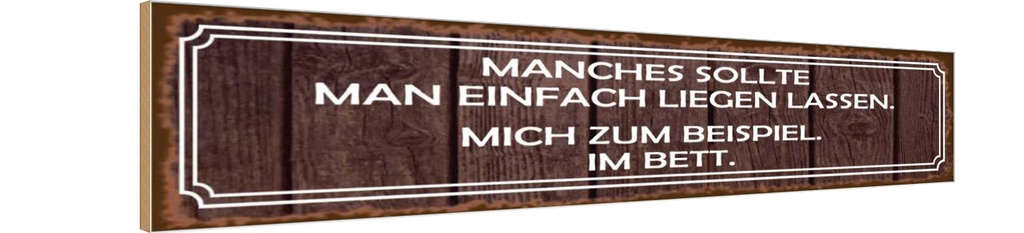 Holzschild 10x46 cm manches sollte man liegen lassen Spruch Zitat