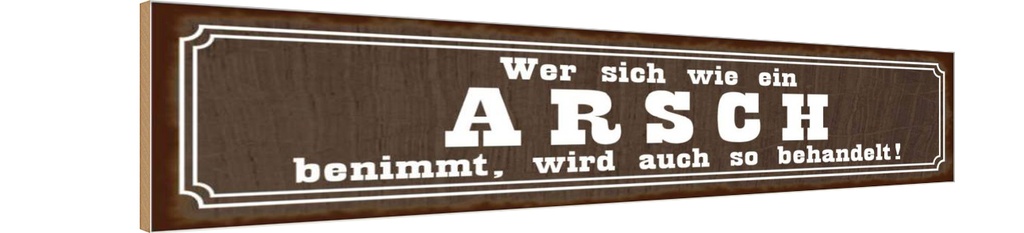 Holzschild 10x46 cm wer sich wie ein Arsh benimmt Dekoration