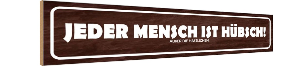 Holzschild 10x46 cm jeder Mensch ist hübsch außer Spruch Zitat