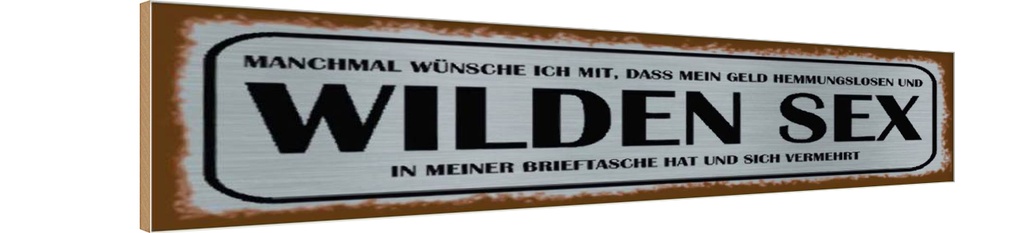 Holzschild 10x46 cm wünsche ich mir Geld wilden Sex Spruch Zitat