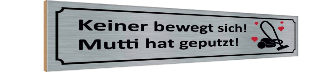 Holzschild 10x46 cm keine bewegt Mutti hat geputzt Warnschild Hinweisschild