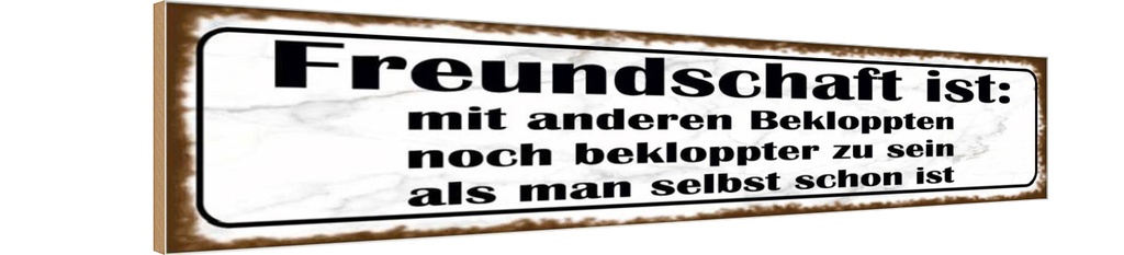 Holzschild 10x46 cm Freundschaft ist noch bekloppter Spruch Zitat