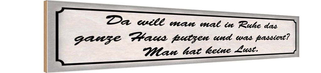 Holzschild 10x46 cm in Ruhe das ganze Haus putzen Spruch Zitat