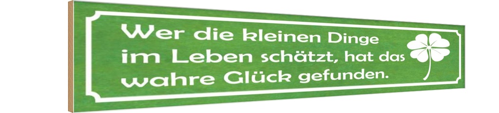 Holzschild 10x46 cm wer kleine Dinge schätzt Glück Spruch Zitat