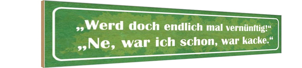 Holzschild 10x46 cm werd doch vernünftig ne kacke Spruch Zitat