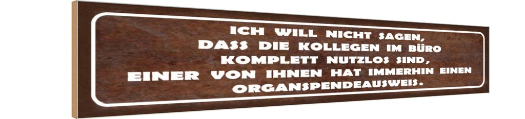 Holzschild 10x46 cm Kollegen im Büro nutzlos sind Spruch Zitat