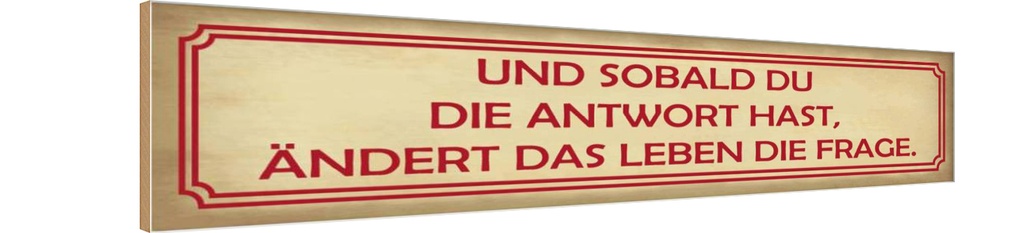 Holzschild 10x46 cm sobald du Antwort ändert Frage Spruch Zitat