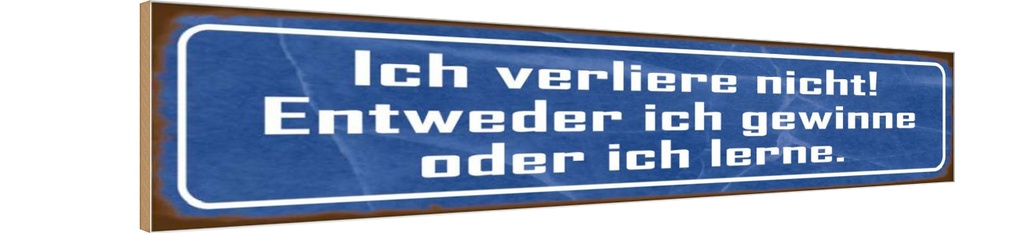 Holzschild 10x46 cm ich verliere nicht gewinne lerne Spruch Zitat