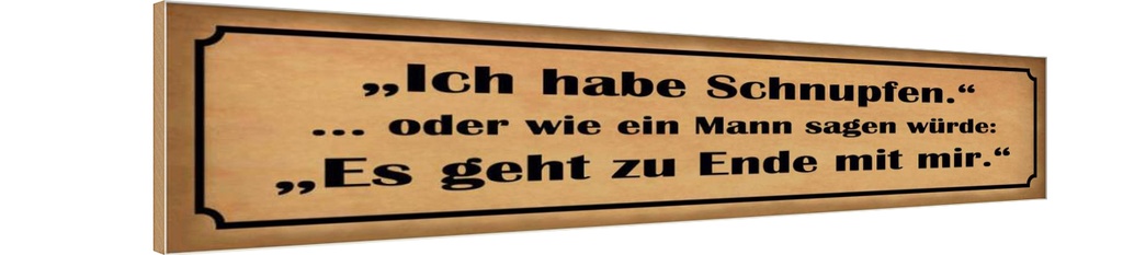 Holzschild 10x46 cm habe Schnupfen es geht zu Ende Spruch Zitat