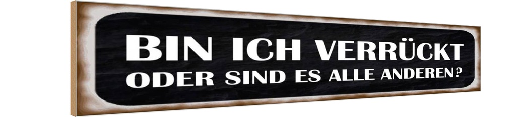 Holzschild 10x46 cm bin ich verrückt oder andere Spruch Zitat
