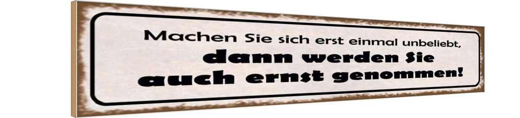 Holzschild 10x46 cm machen Sie sich erst unbeliebt Spruch Zitat