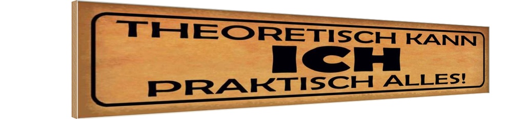 Holzschild 10x46 cm theoretisch ich praktisch alles Spruch Zitat