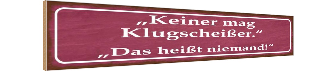 Holzschild 10x46 cm keiner mag Klugscheißer Spruch Zitat