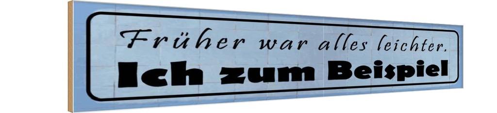 Holzschild 10x46 cm früher leichter ich zum Beispiel Spruch Zitat