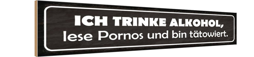 Holzschild 10x46 cm ich trinke Alkohol lese Pornos Spruch Zitat