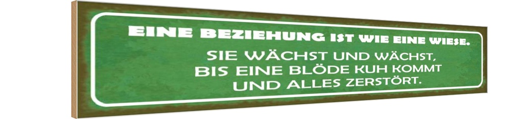 Holzschild 10x46 cm Beziehung ist wie eine Wiese Spruch Zitat