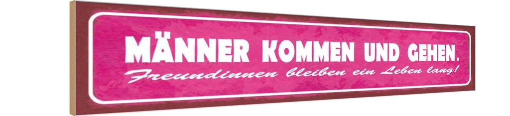 Holzschild 10x46 cm Männer kommen gehen Freundinnen Spruch Zitat