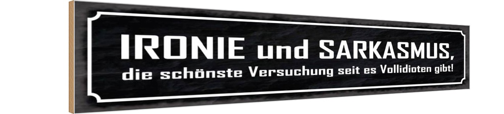 Holzschild 10x46 cm Ironie und Sarkasmus Spruch Zitat