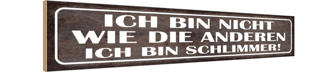 Holzschild 10x46 cm bin nicht wie andere schlimmer Spruch Zitat