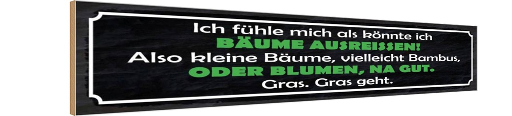 Holzschild 10x46 cm Bäume ausreissen oder Blumen Dekoration