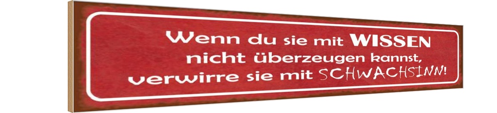 Holzschild 10x46 cm verwirre sie mit Schwachsinn Dekoration