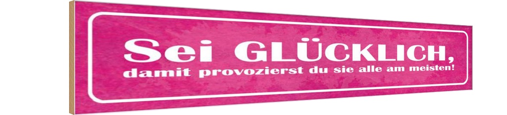 Holzschild 10x46 cm sei glücklich damit provozierst Spruch Zitat