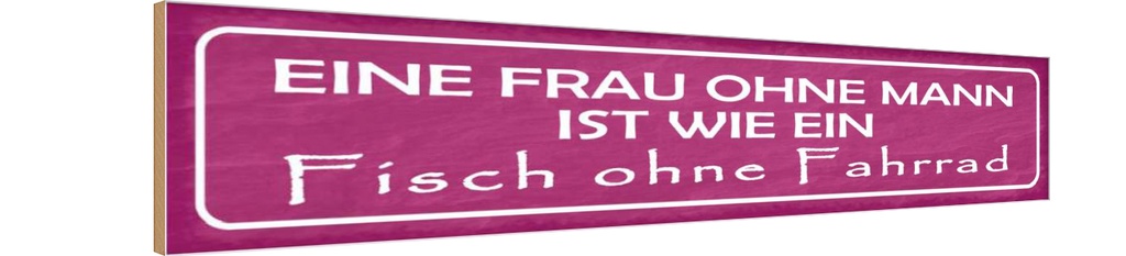 Holzschild 10x46 cm Frau Mann fisch ohne Fahrrad Männer Frauen
