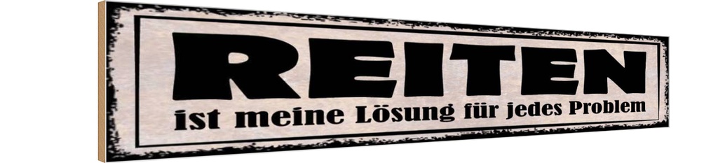 Holzschild 10x46 cm Reiten Lösung für jedes Problem Spruch Zitat