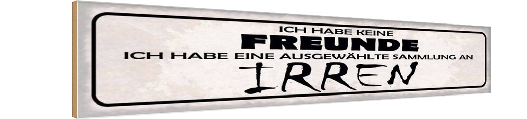 Holzschild 10x46 cm keine Freunde Sammlung an Irren Spruch Zitat