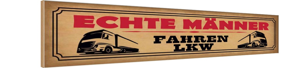 Holzschild 10x46 cm echte Männer fahren LKW Frauen