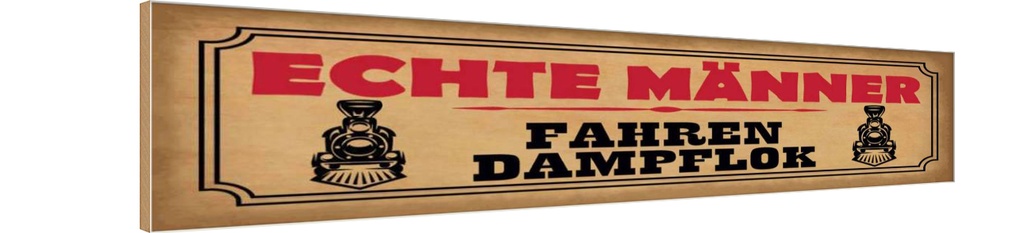 Holzschild 10x46 cm echte Männer fahren Dampflok Frauen
