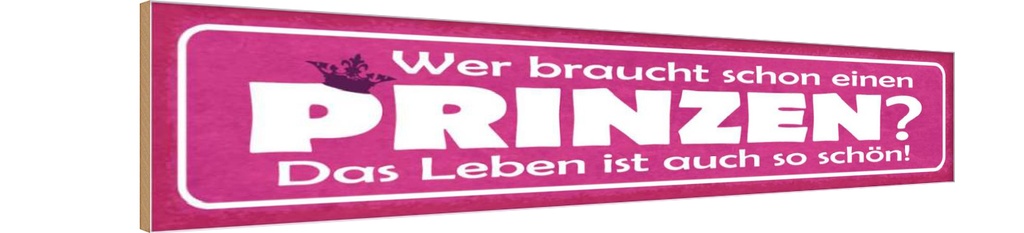 Holzschild 10x46 cm wer braucht schon einen Prinzen Spruch Zitat