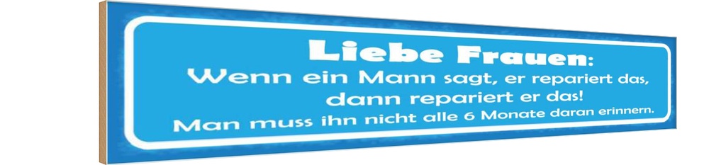 Holzschild 10x46 cm Liebe Frauen wenn Mann sagt dann Spruch Zitat