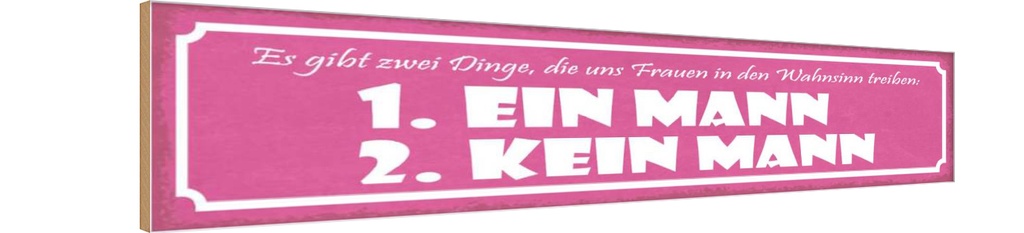 Holzschild 10x46 cm Frauen Wahnsinn ein Mann kein Familie Freunde