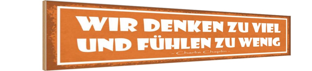 Holzschild 10x46 cm wir denken zu viel fühlen wenig Spruch Zitat