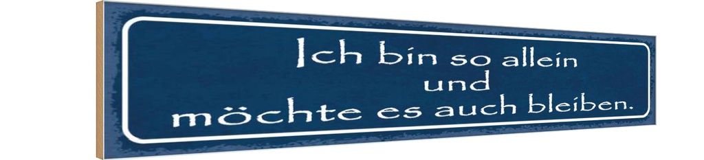 Holzschild 10x46 cm ich möchte so allein bleiben Dekoration