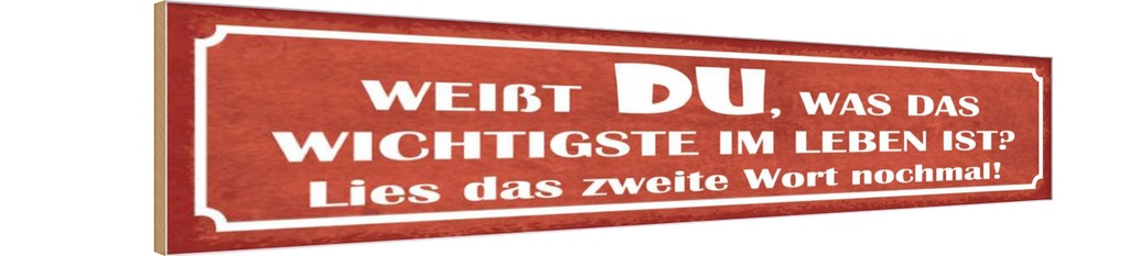 Holzschild 10x46 cm weißt du was wichtigste im Leben Spruch Zitat