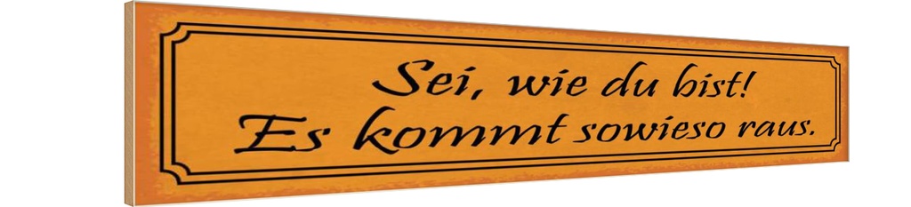 Holzschild 10x46 cm sei wie du bist es kommt sowieso Spruch Zitat