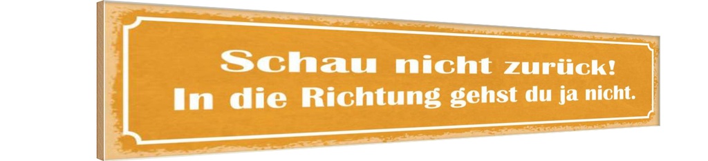 Holzschild 10x46 cm schau nicht zurück Dekoration