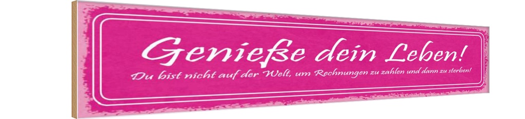 Holzschild 10x46 cm Genieße dein Leben du bist nicht Spruch Zitat