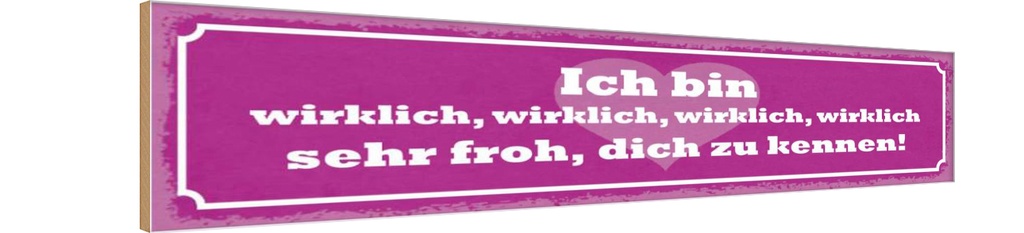 Holzschild 10x46 cm bin wirklich froh dich zu kennen