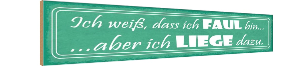 Holzschild 10x46 cm ich bin faul aber liege dazu Spruch Zitat
