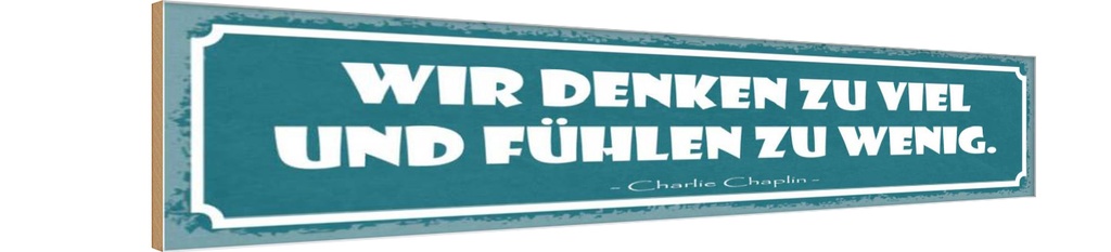 Holzschild 10x46 cm wir denken zu viel fühlen wenig Spruch Zitat