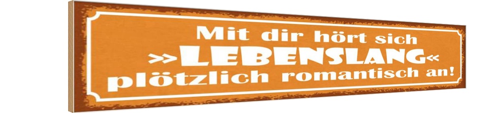 Holzschild 10x46 cm mit dir Lebenslang romantisch Dekoration