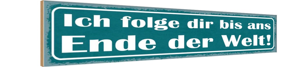Holzschild 10x46 cm ich folge dir bis ans Ende Welt Spruch Zitat