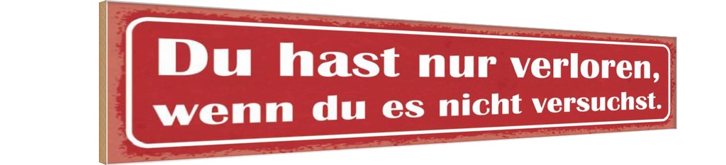 Holzschild 10x46 cm nur verloren wenn nicht versucht Spruch Zitat
