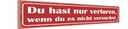 Holzschild 10x46 cm nur verloren wenn nicht versucht Spruch Zitat