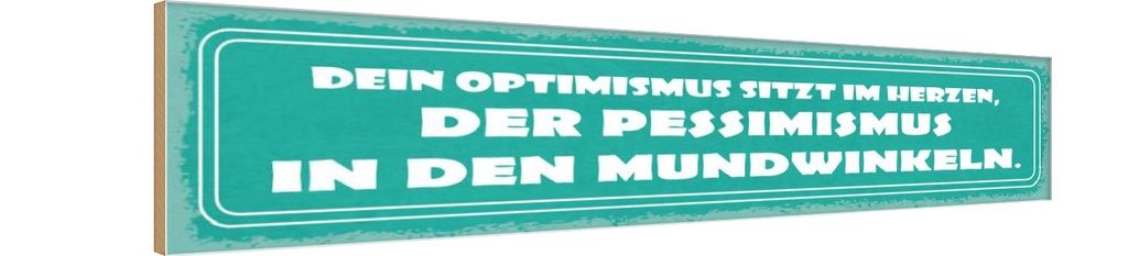 Holzschild 10x46 cm Optimismus Pessimismus Dekoration