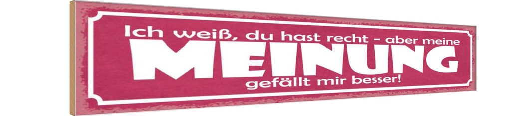 Holzschild 10x46 cm du hast recht aber meine Meinung Spruch Zitat